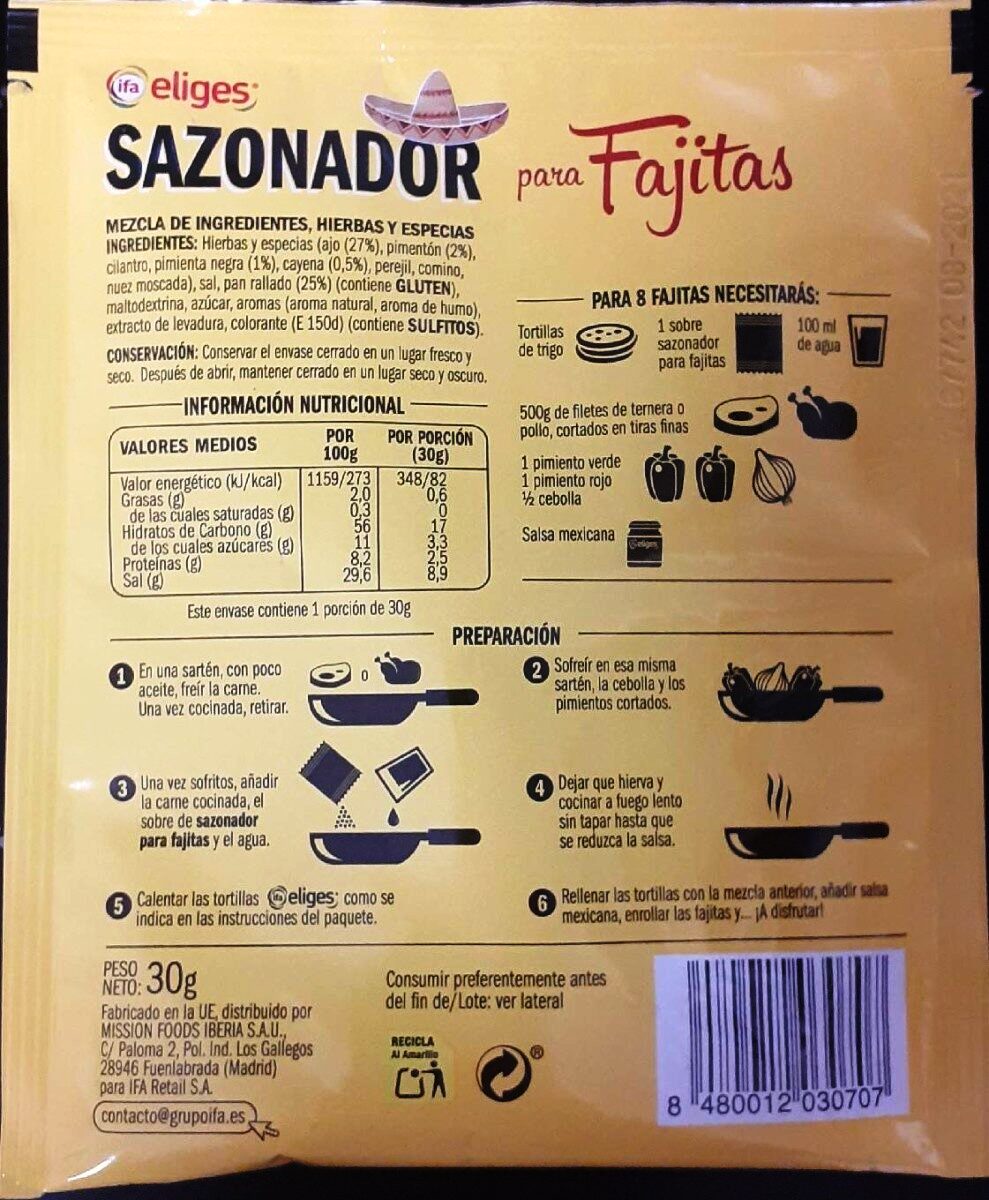 SAZONADOR FAJITAS IFA ELIGES 30g.