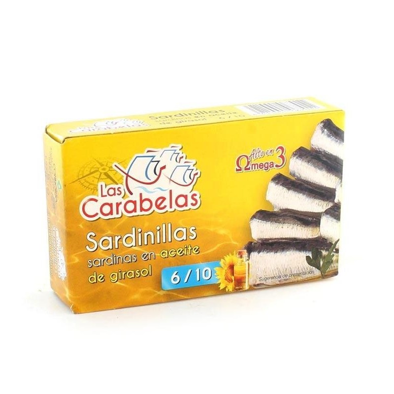 SARDINILLAS ACEITE GIRASOL CARABELAS 6/10 90g
