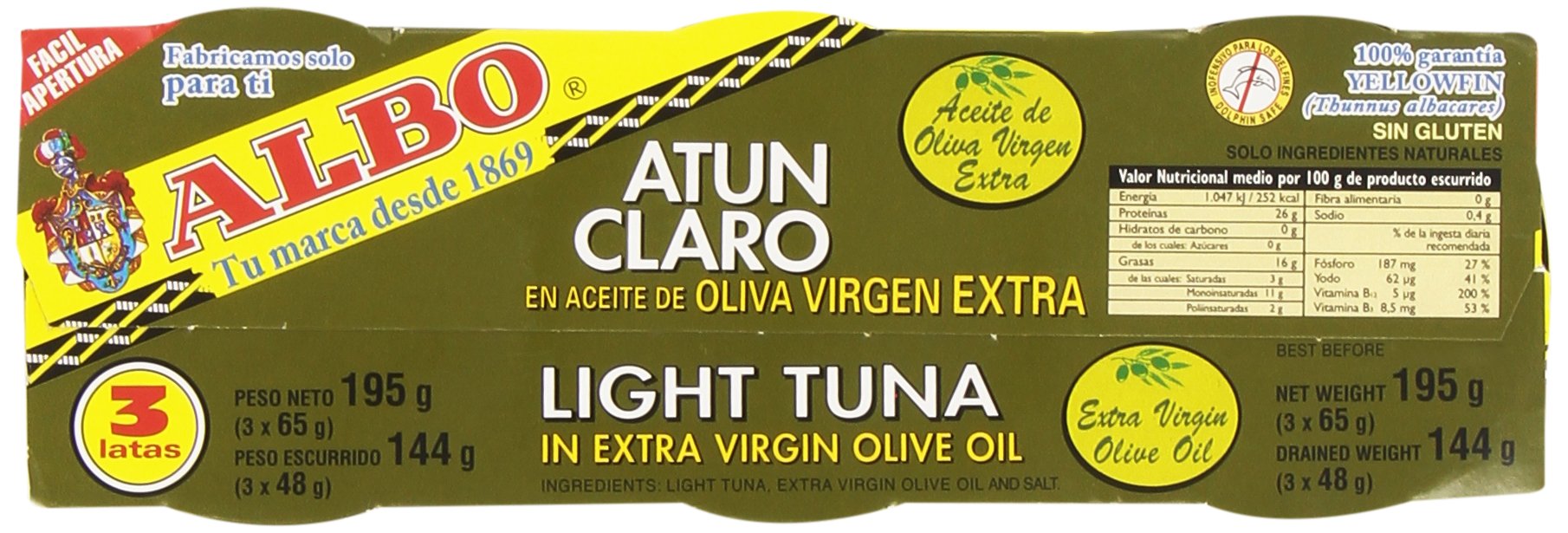 ATUN CLARO ACEITE OLIVA ALBO 3x65g.