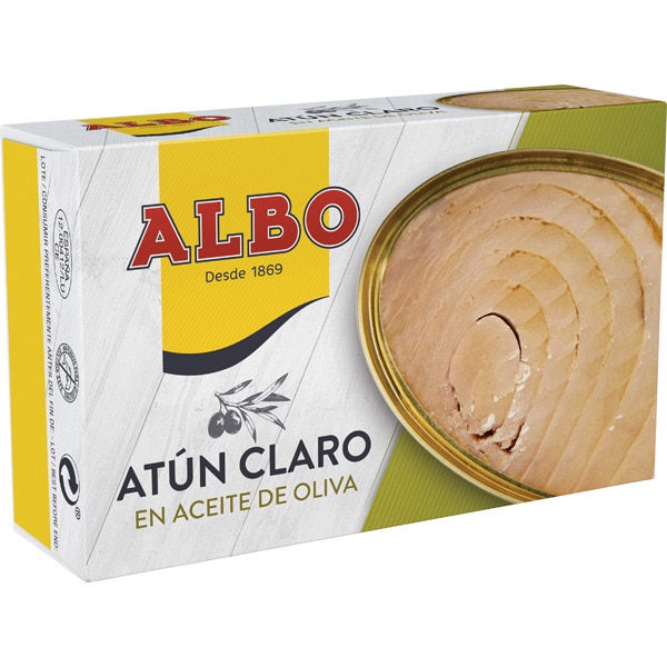 ATUN CLARO EN ACEITE OLIVA ALBO 112g.