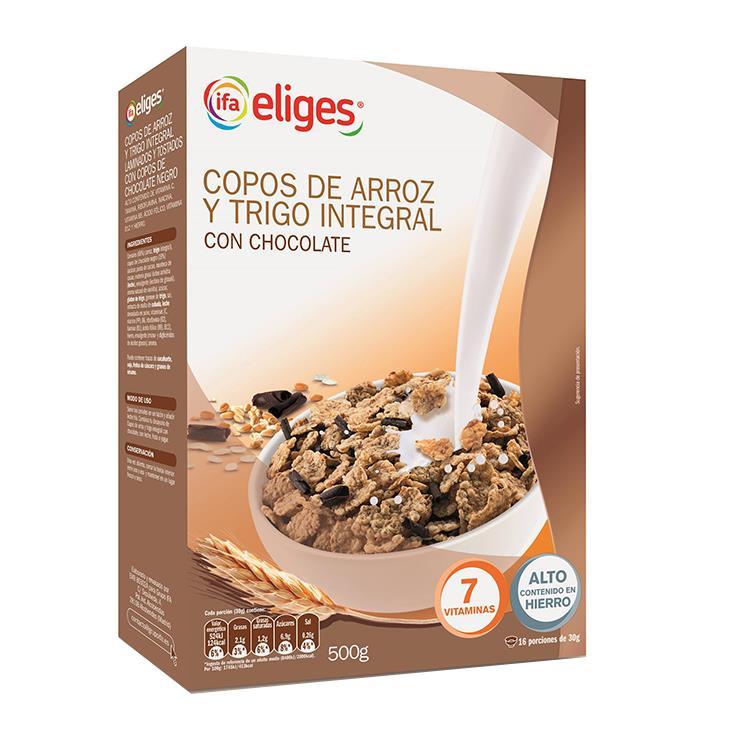 COPOS DE ARROZ Y TRIGO INTEGRAL CON CHOCOLATE IFA ELIGES 500 g.