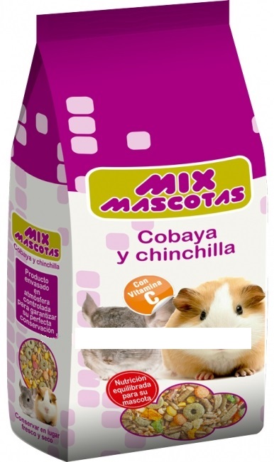 COMIDA MIX MASCOTAS COBAYAS Y CHINCHILLAS 800 g.