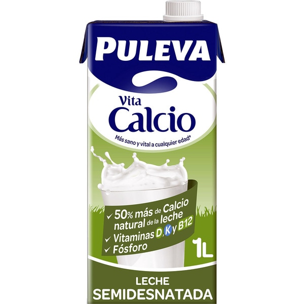 LECHE SEMIDESNATADA CON CALCIO PULEVA 1 L.
