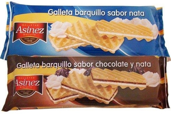 GALLETAS BARQUILLO NATA Y CHOCOLATE ASINEZ 2x135g.
