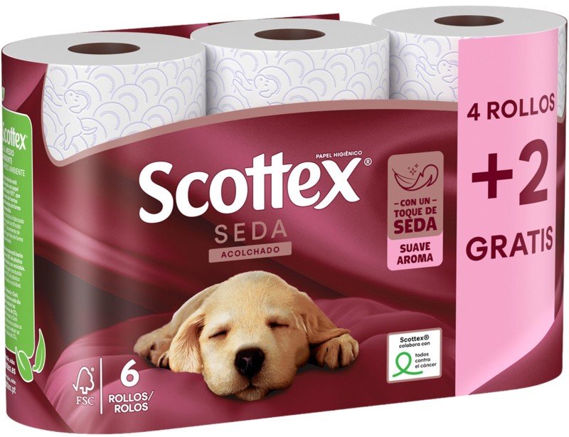 PAPEL HIGIENICO SEDA SCOTTEX 6 ROLLOS ACOLCHADO