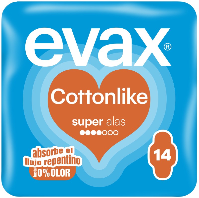 COMPRESAS EVAX COTTON SUPER ALAS 14ud.
