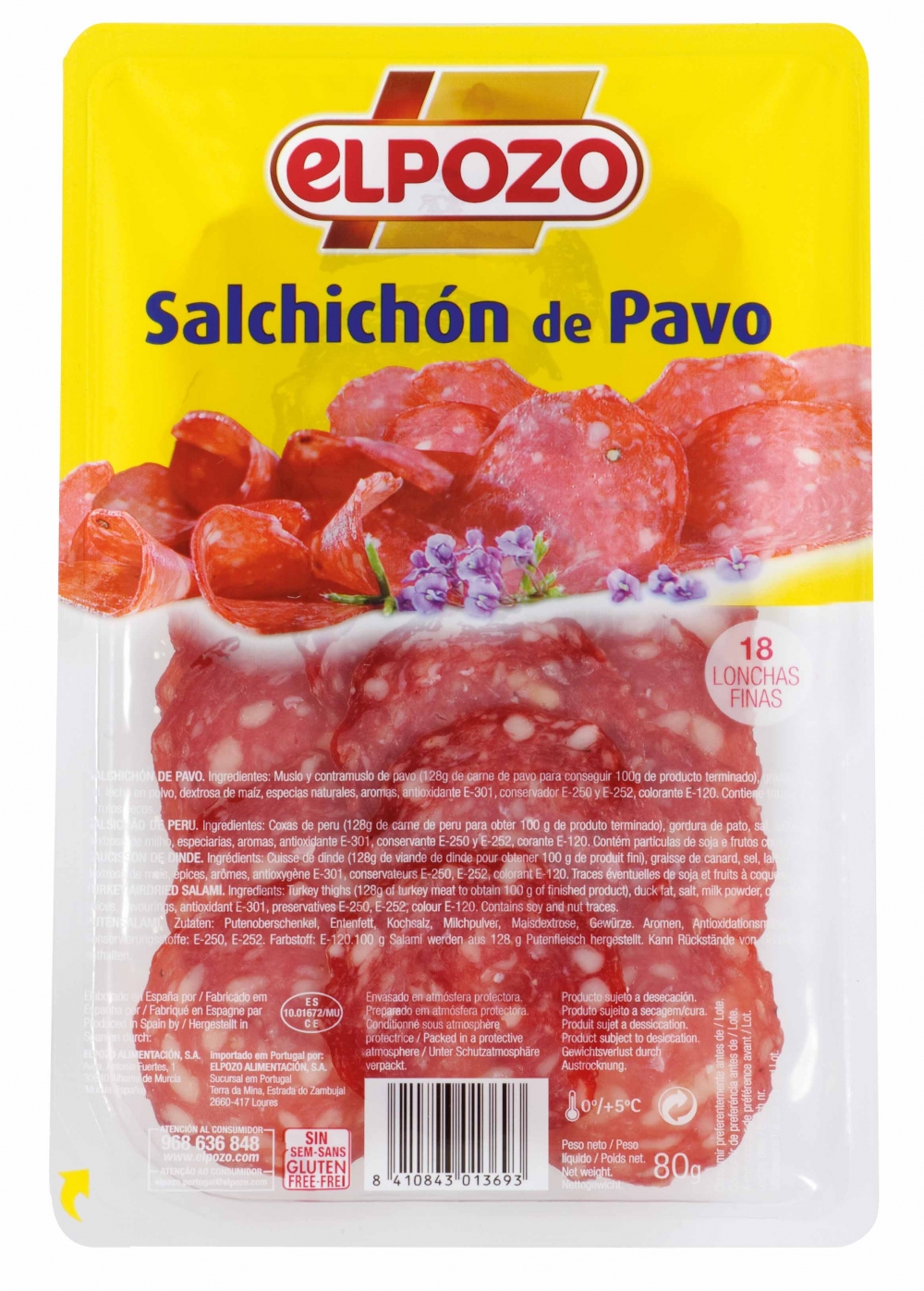 SALCHICHON PAVO ELPOZO 80g.
