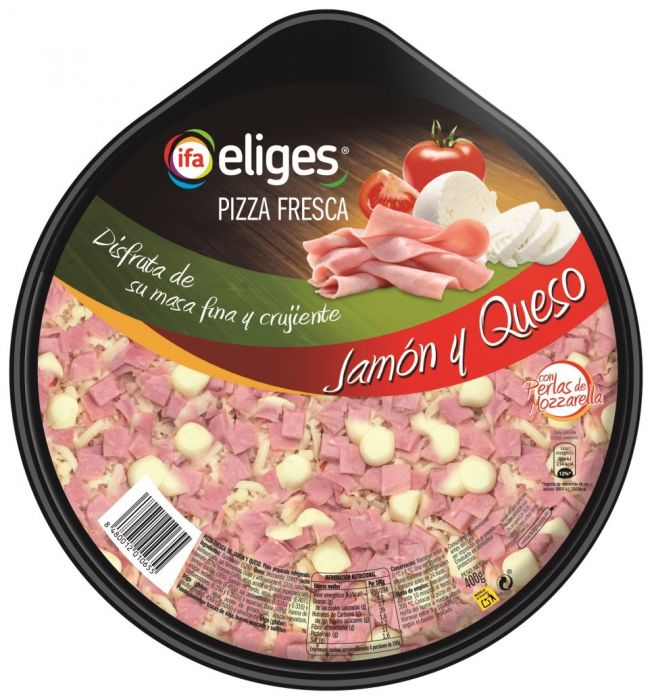 PIZZA JAMON Y QUESO IFA ELIGES 400g.