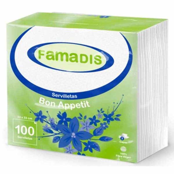 SERVILLETAS FAMADIS 2 CAPAS 33x33 100ud.